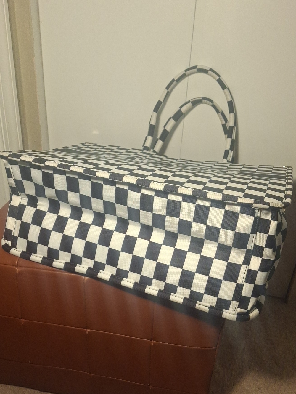 Upcycle Dior Checkerboard 'New York' Tote - Black & White - Picture 5 of 13